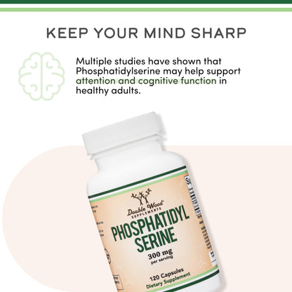 PhosphatidylSerine 300mg per Serving – 120 Capsules | Double Wood