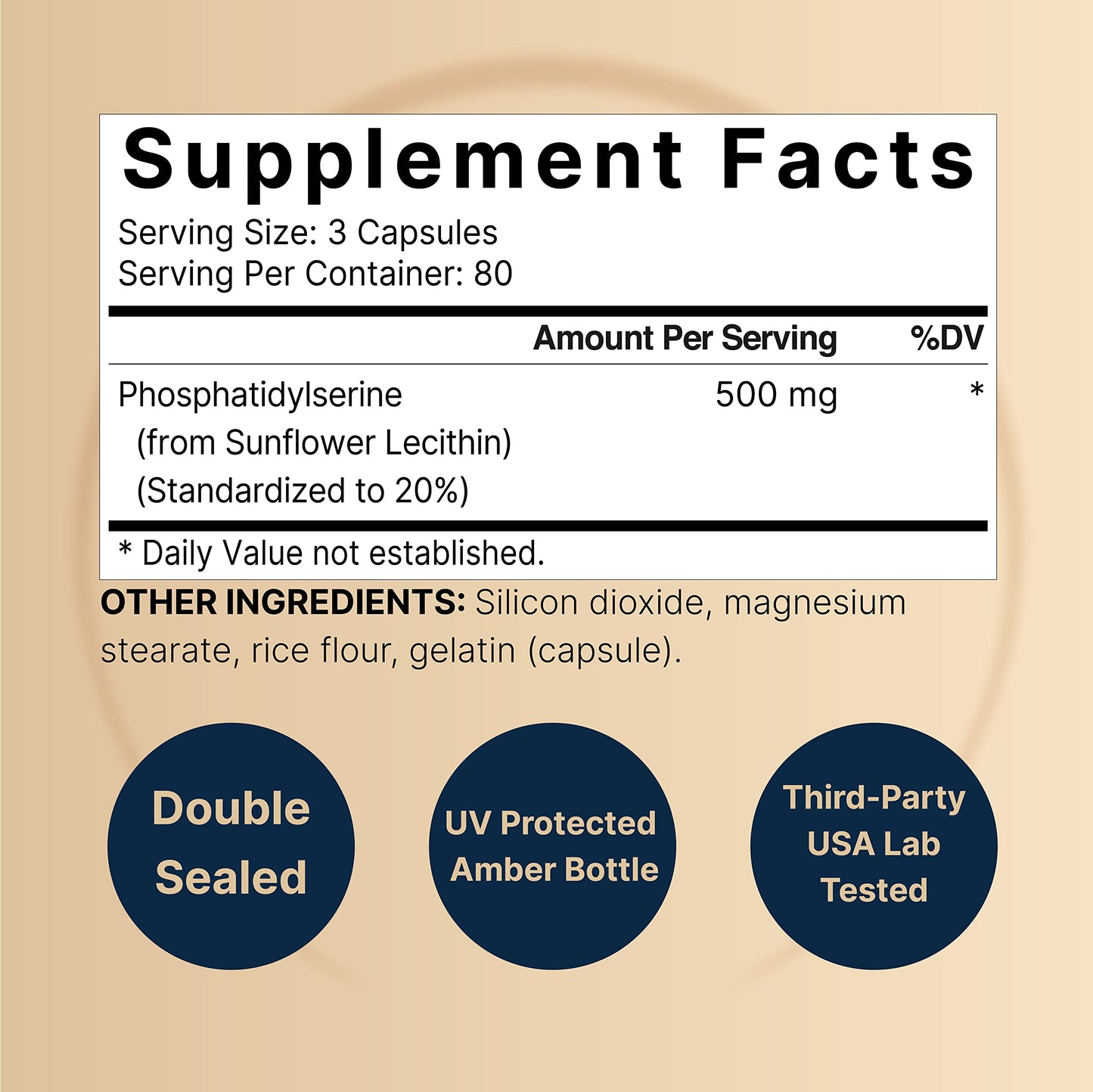 Ultra Strength Phosphatidylserine 500mg per Serving – 240 Capsules | Soy Free, Sunflower Lecithin, Non-GMO
