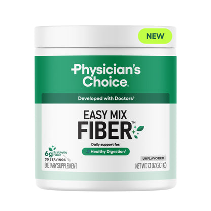 Physician's Choice Easy Mix Fiber - Unflavored Daily Prebiotic Fiber for Digestive Health (7.1oz)