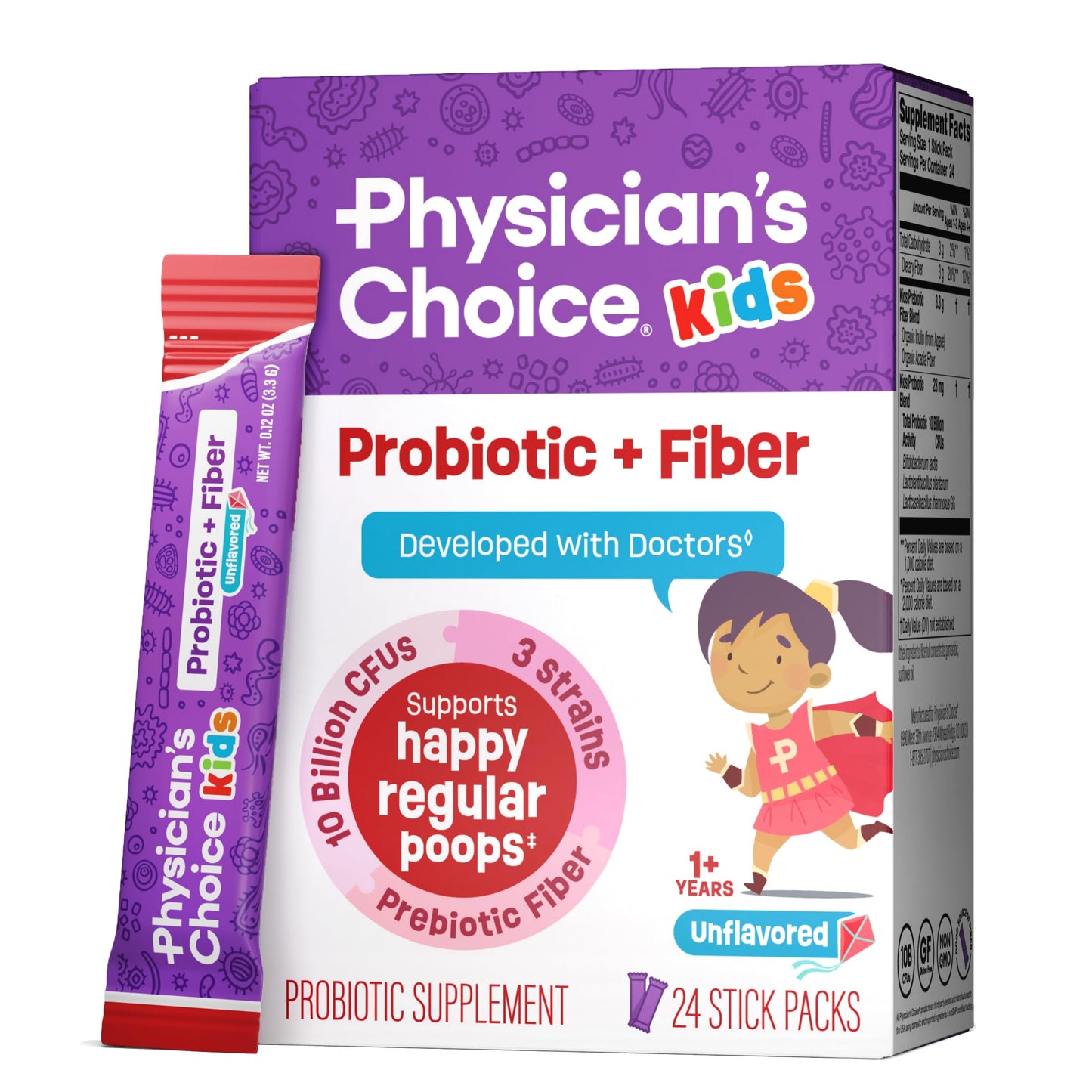 Physician's Choice Kids Probiotic + Prebiotic Fiber – 24 Pack (Ages 1+)