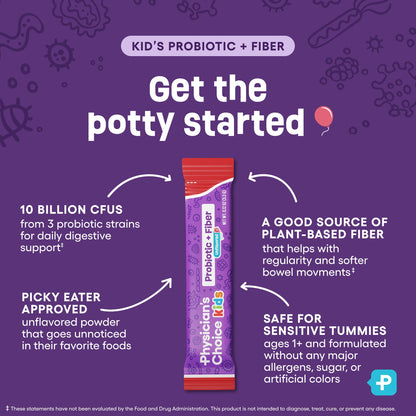Physician's Choice Kids Probiotic + Prebiotic Fiber – 24 Pack (Ages 1+)