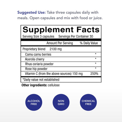 Physician's Strength Power-C 90 Capsules | Raw Food Vitamin C + Flavonoids