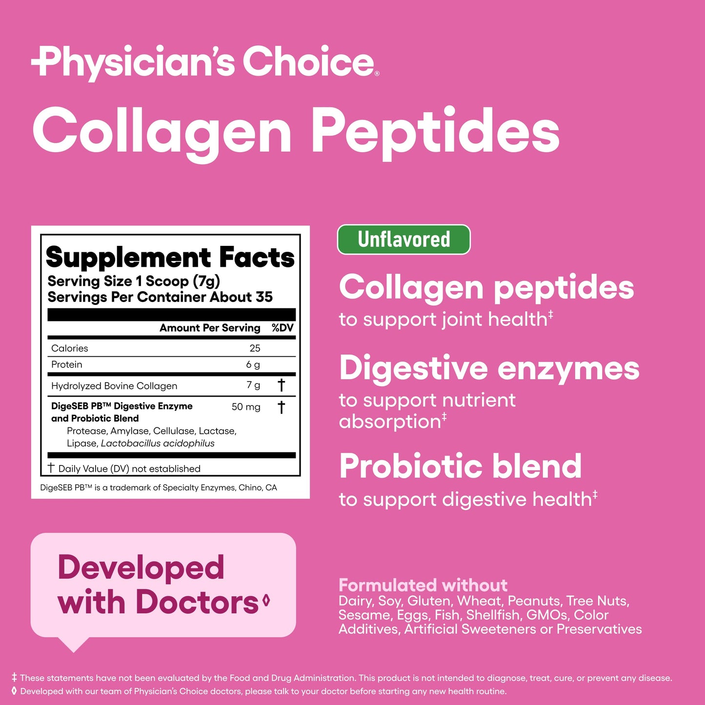 Physician's CHOICE Collagen Peptides – Grass-Fed, Non-GMO Protein Powder for Hair, Skin & Joints