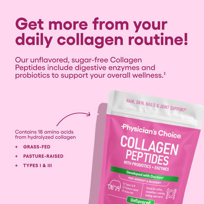 Physician's CHOICE Collagen Peptides – Grass-Fed, Non-GMO Protein Powder for Hair, Skin & Joints
