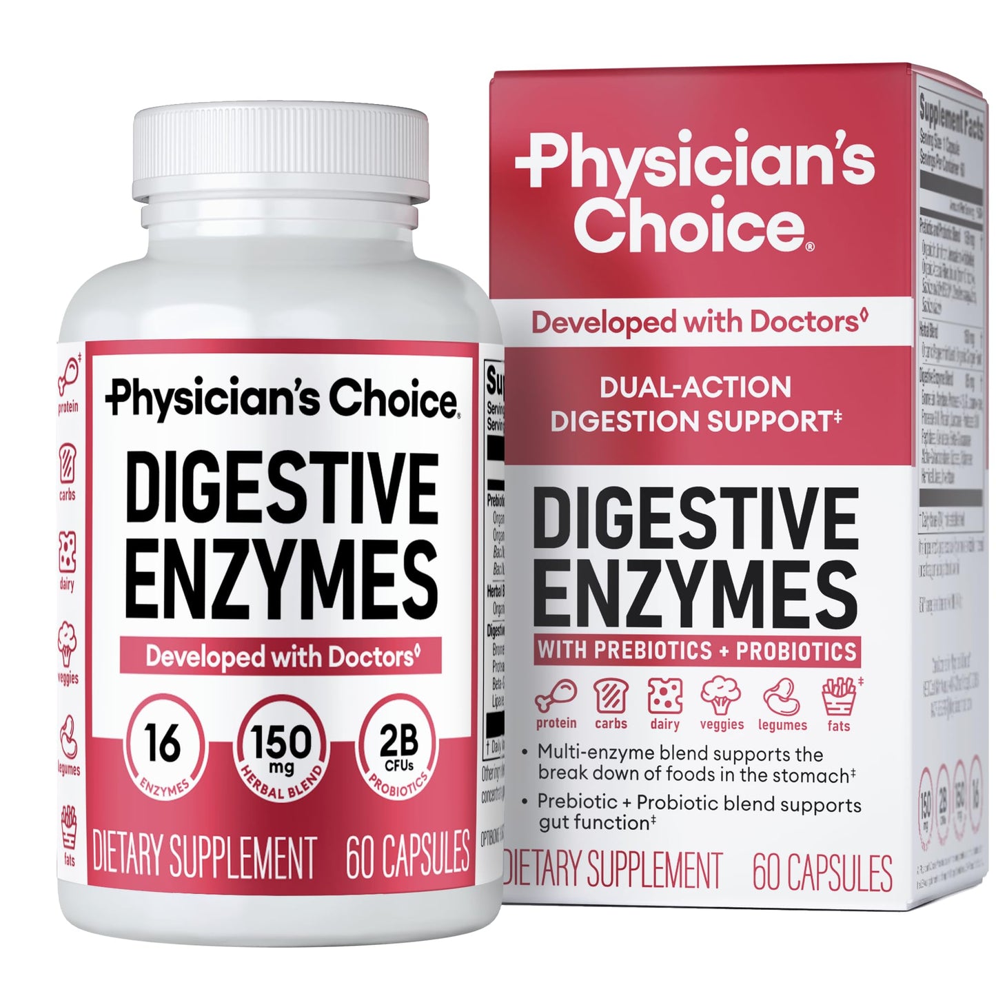 Physician's Choice Digestive Enzymes – 60 CT, 16 Enzymes + Probiotics