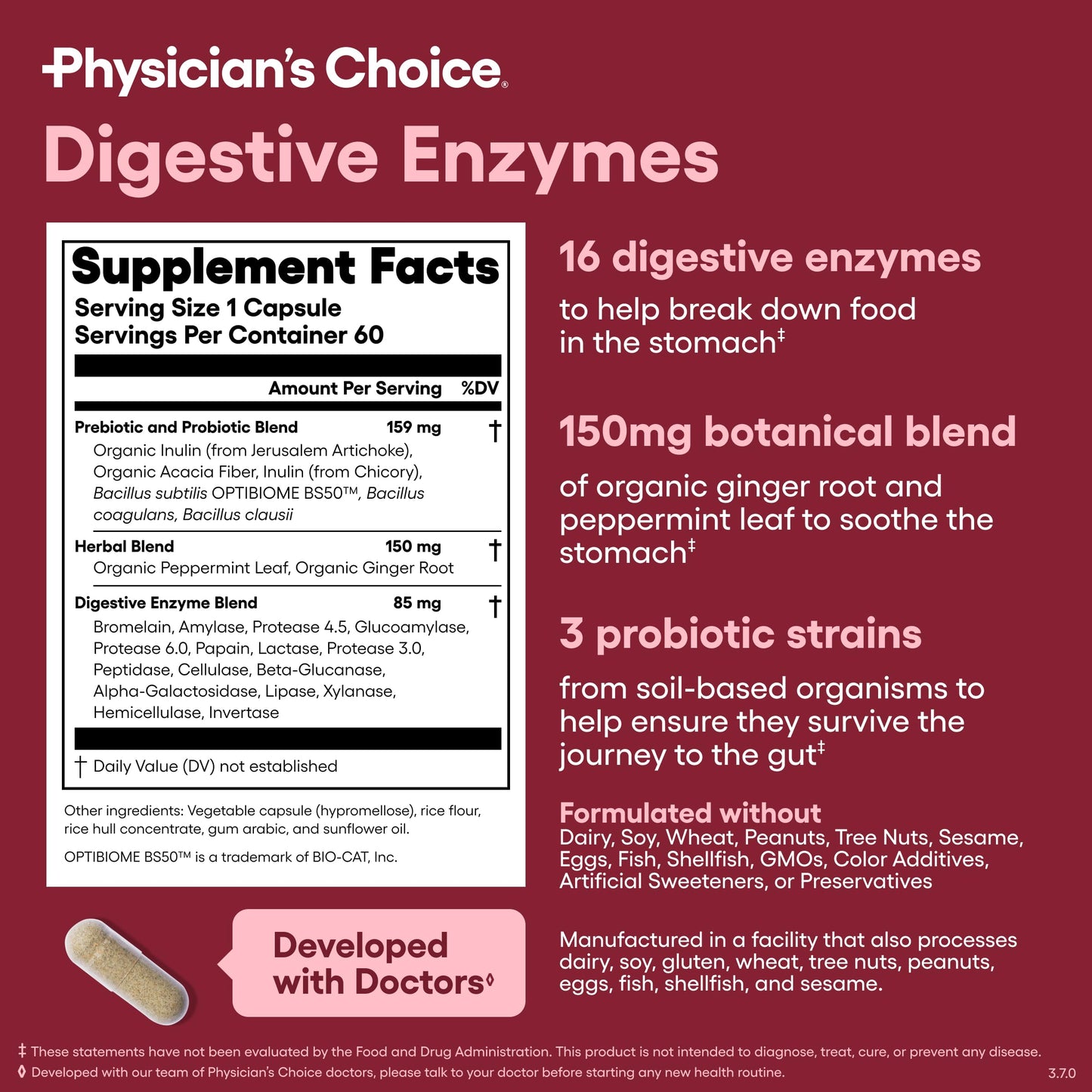 Physician's Choice Digestive Enzymes – 60 CT, 16 Enzymes + Probiotics