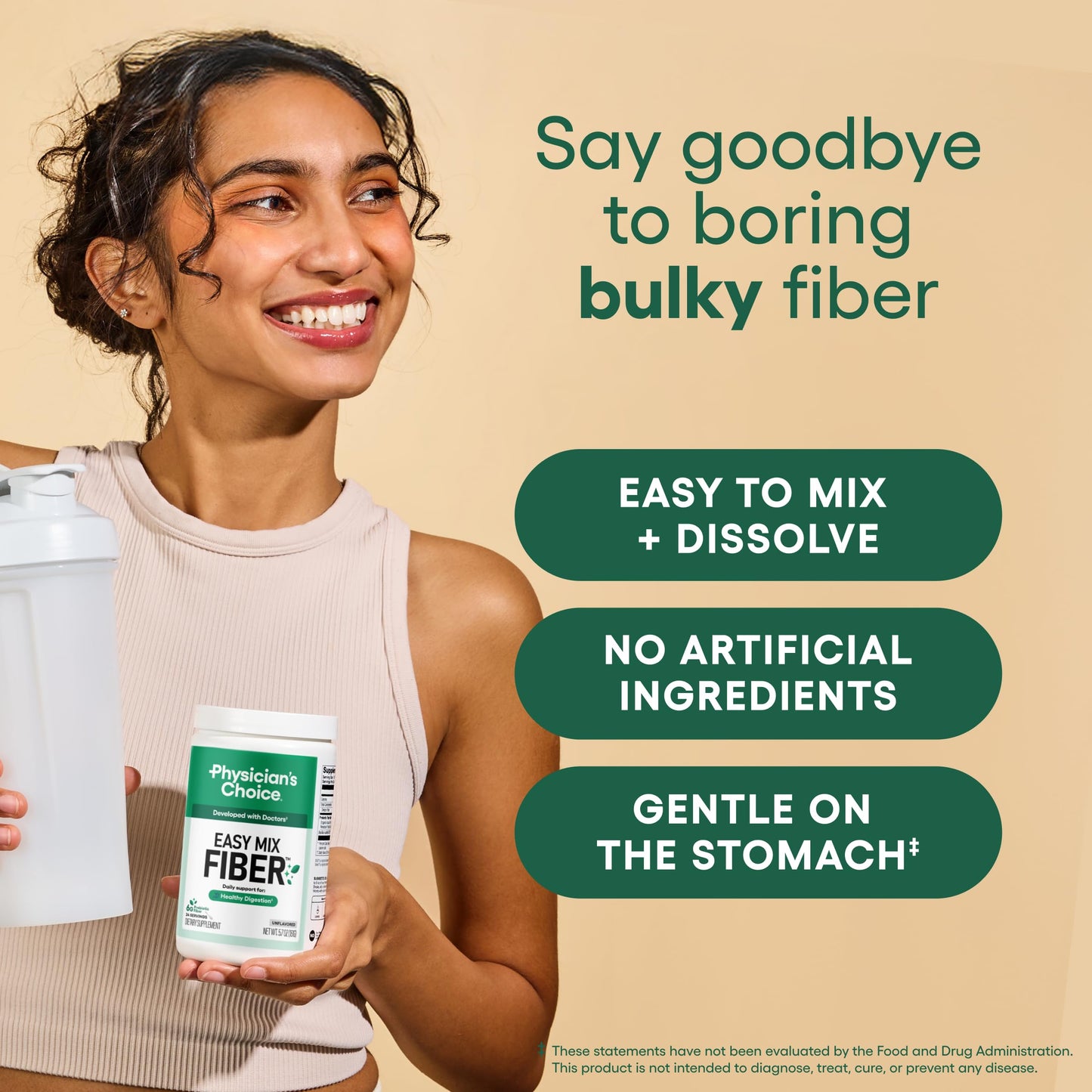 Physician's CHOICE Easy Mix Fiber – Unflavored, Sugar Free, 5.7oz