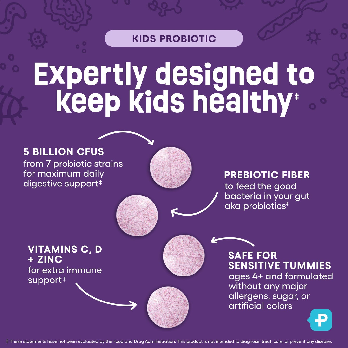 Physician's CHOICE Probiotics for Kids - 7 Diverse Strains, Organic Prebiotics, Vitamins & Minerals - Clinically Studied L. Rhamnosus GG - Immune & Digestive Support - No Sugar or Artificial Dyes