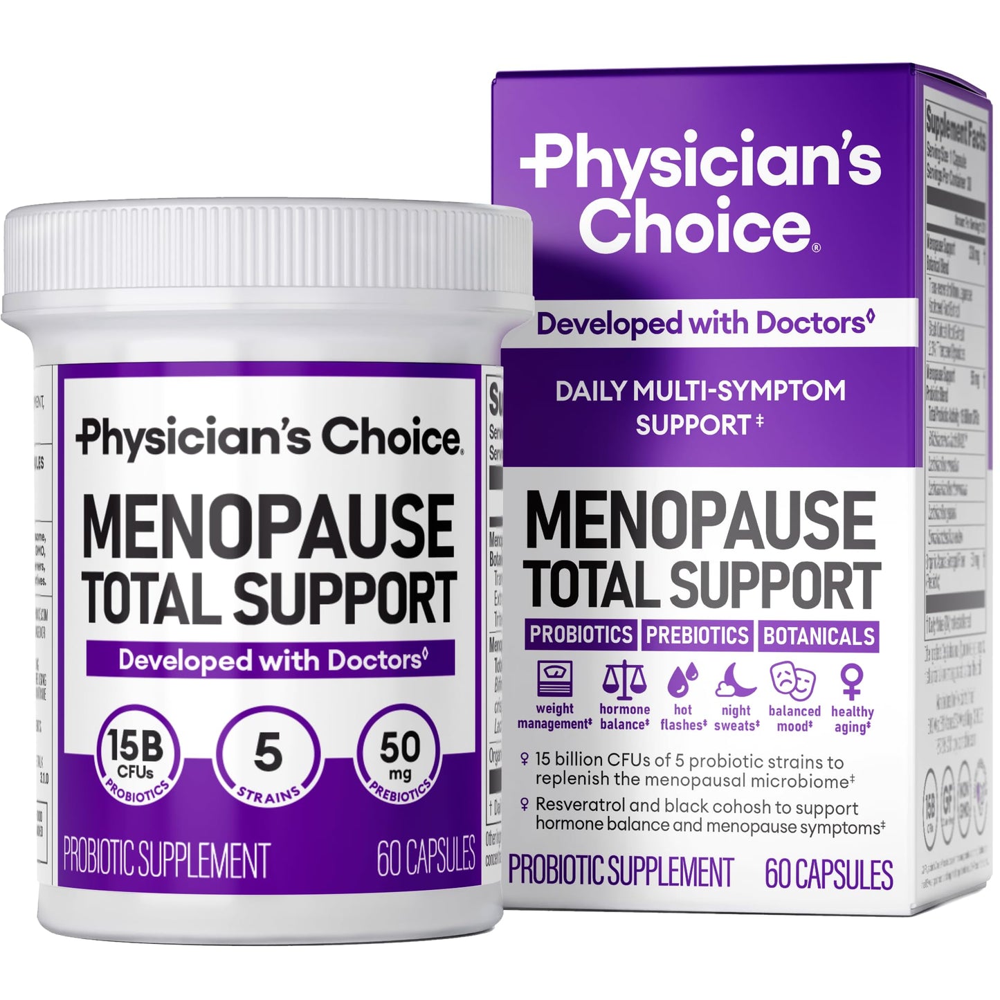 Physician's CHOICE Menopause Probiotic Supplement – Hormone Balance, Hot Flashes & Gut Health (60ct)