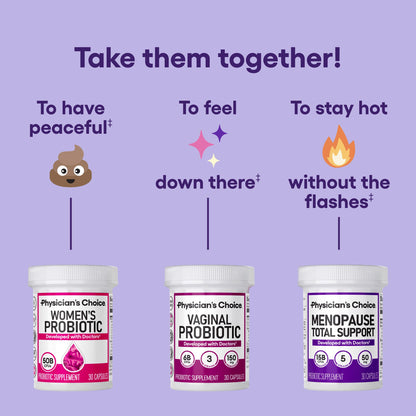 Physician's CHOICE Menopause Probiotic Supplement – Hormone Balance, Hot Flashes & Gut Health (60ct)