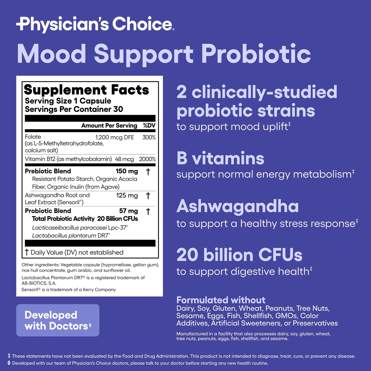 Physician's CHOICE Mood Probiotic - Mood & Digestive Health (30ct)