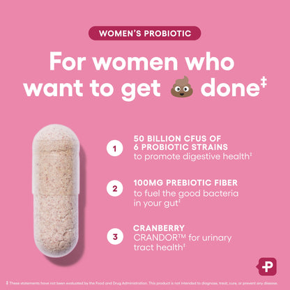 Physician's CHOICE Probiotics for Women - 50 Billion CFU, 6 Strains, Organic Prebiotics - UT & Digestive Health - 30 Count