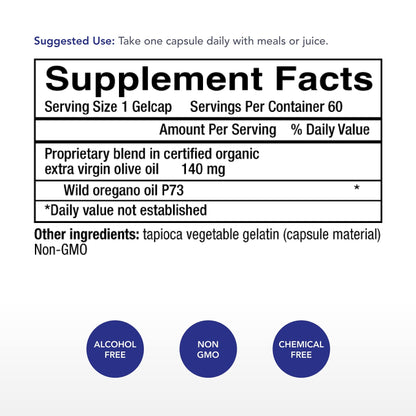 Physician's Strength Wild Oregano Gels – 60 Gelcaps | 100% Wild P73 Oil | Non-GMO
