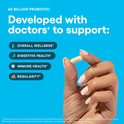 Physician's Choice Probiotics 60 Billion CFU - 10 Strains + Organic Prebiotics | Immune, Digestive & Gut Health | 30 Count