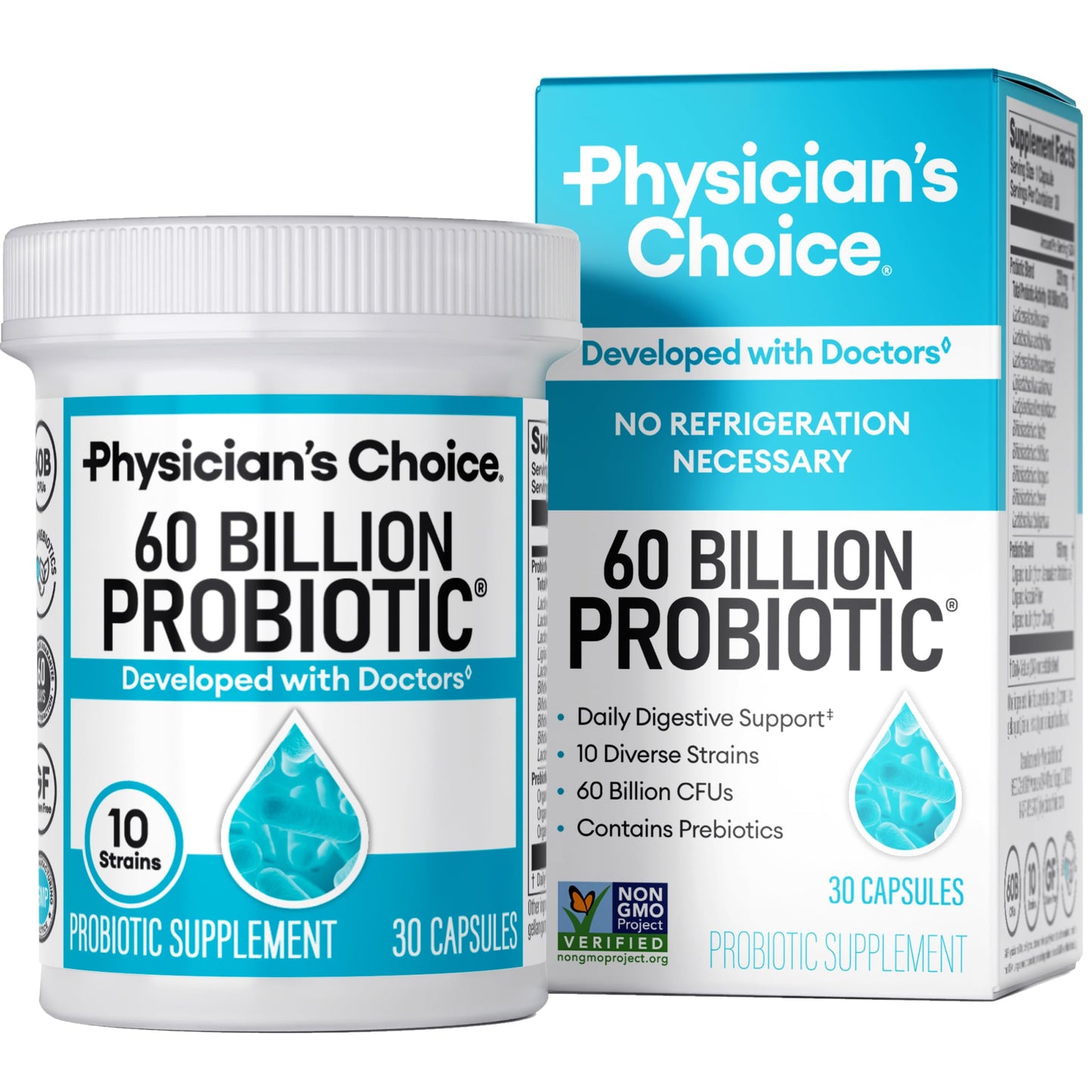 Physician's Choice Probiotics 60 Billion CFU - 10 Strains + Organic Prebiotics | Immune, Digestive & Gut Health | 30 Count