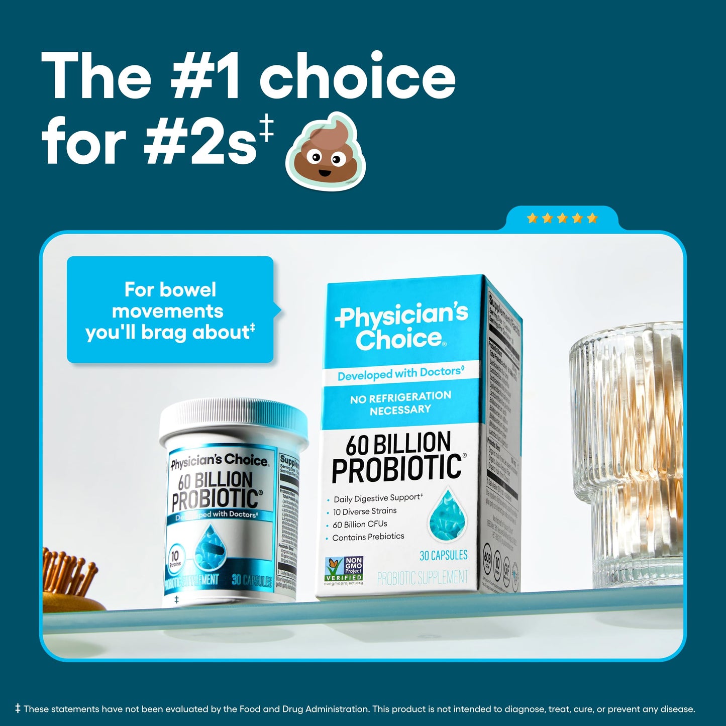 Physician's Choice Probiotics 60 Billion CFU - 10 Strains + Organic Prebiotics | Immune, Digestive & Gut Health | 30 Count