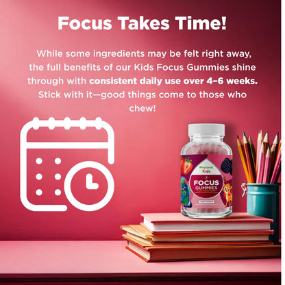 Phytoral Vegan Kids Focus Gummies - Brain Support for Children | Non-GMO & Gluten-Free | 60 Count
