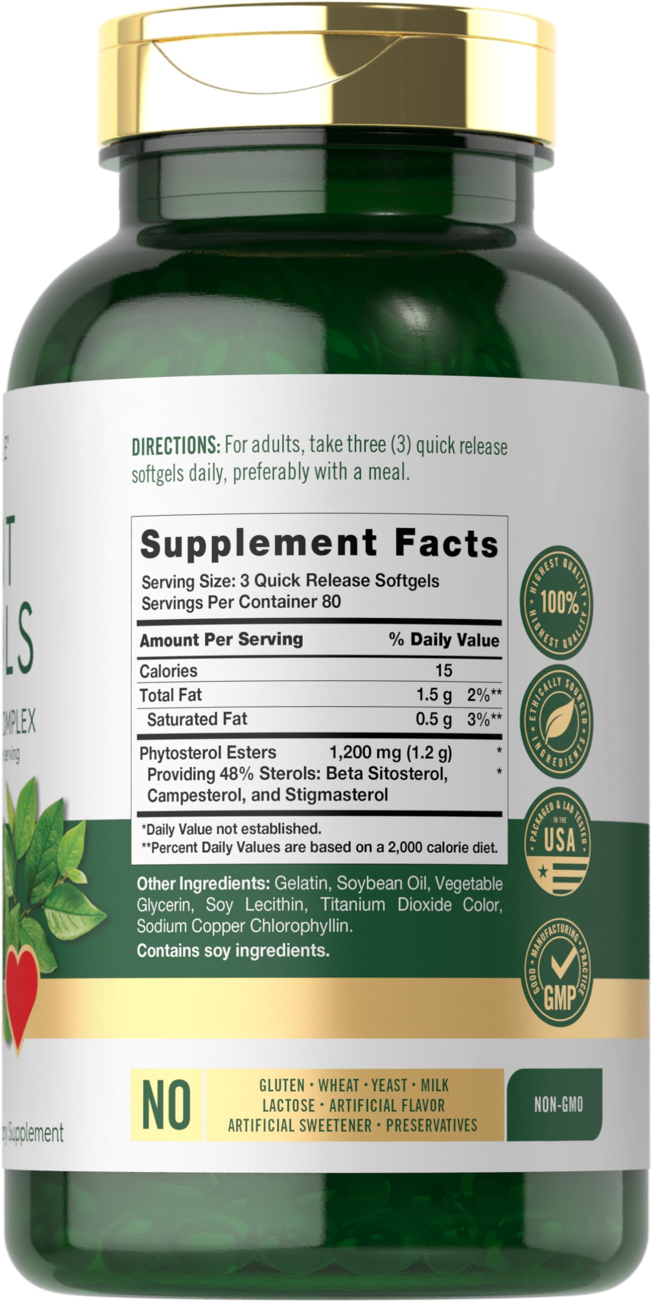 Carlyle Plant Sterols 1200 mg | 240 Softgel Capsules | Non-GMO & Gluten Free