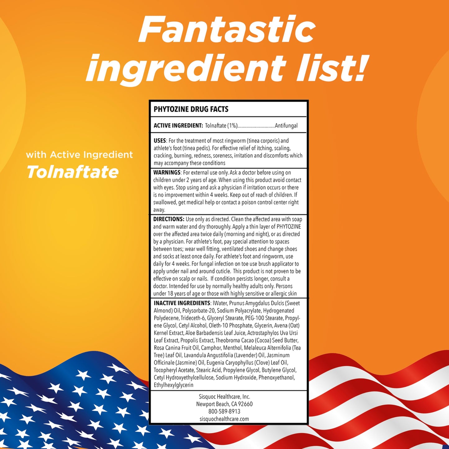 PHYTOZINE Anti Fungal Cream 1% Tolnaftate – Ringworm & Athlete’s Foot Treatment (USA) | 1 oz