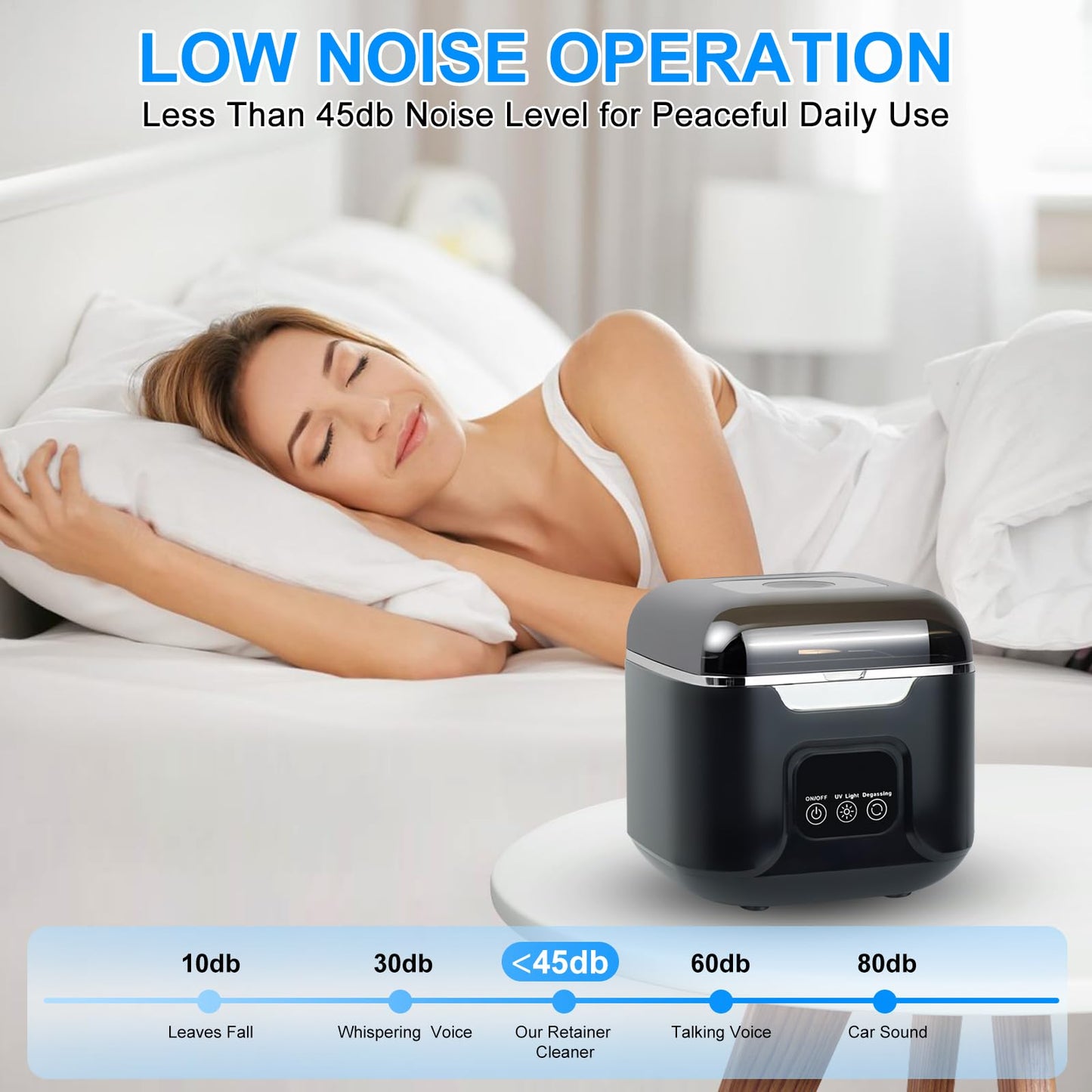 PIGETALE Ultrasonic Retainer Cleaner – 48kHz Denture Cleaner, 240ml, 3 Modes, Digital Timer