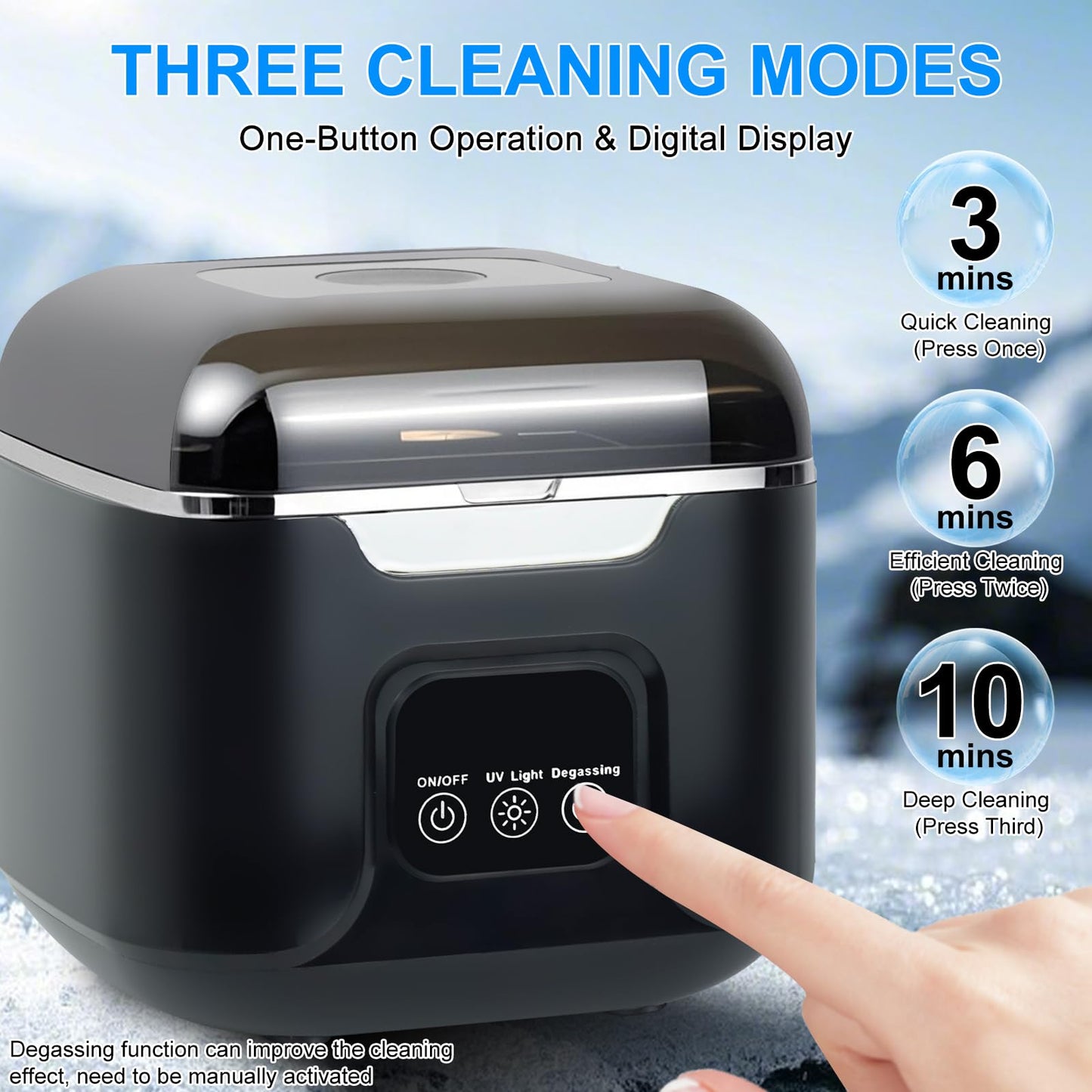 PIGETALE Ultrasonic Retainer Cleaner – 48kHz Denture Cleaner, 240ml, 3 Modes, Digital Timer