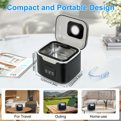 PIGETALE Ultrasonic Retainer Cleaner – 48kHz Denture Cleaner, 240ml, 3 Modes, Digital Timer