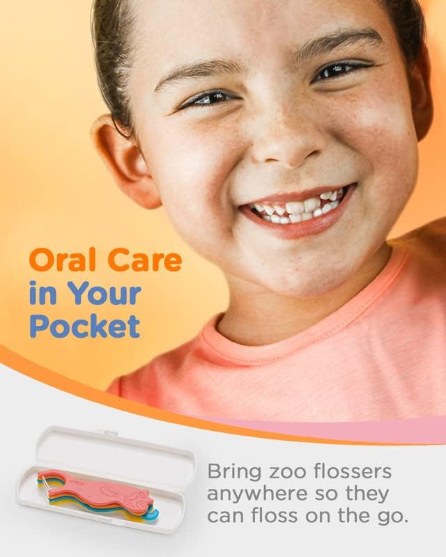 Piico Unflavored Kids Floss – No Fluoride Dual-Line Dental Picks | 300 Dino Playground Case