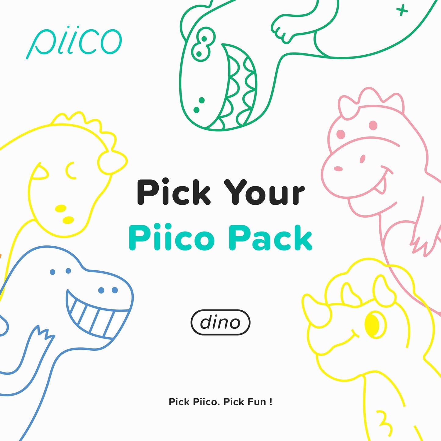 Piico No Flavor Kids Floss Picks - No Fluoride Dual-Line - 150 Dino Homebox