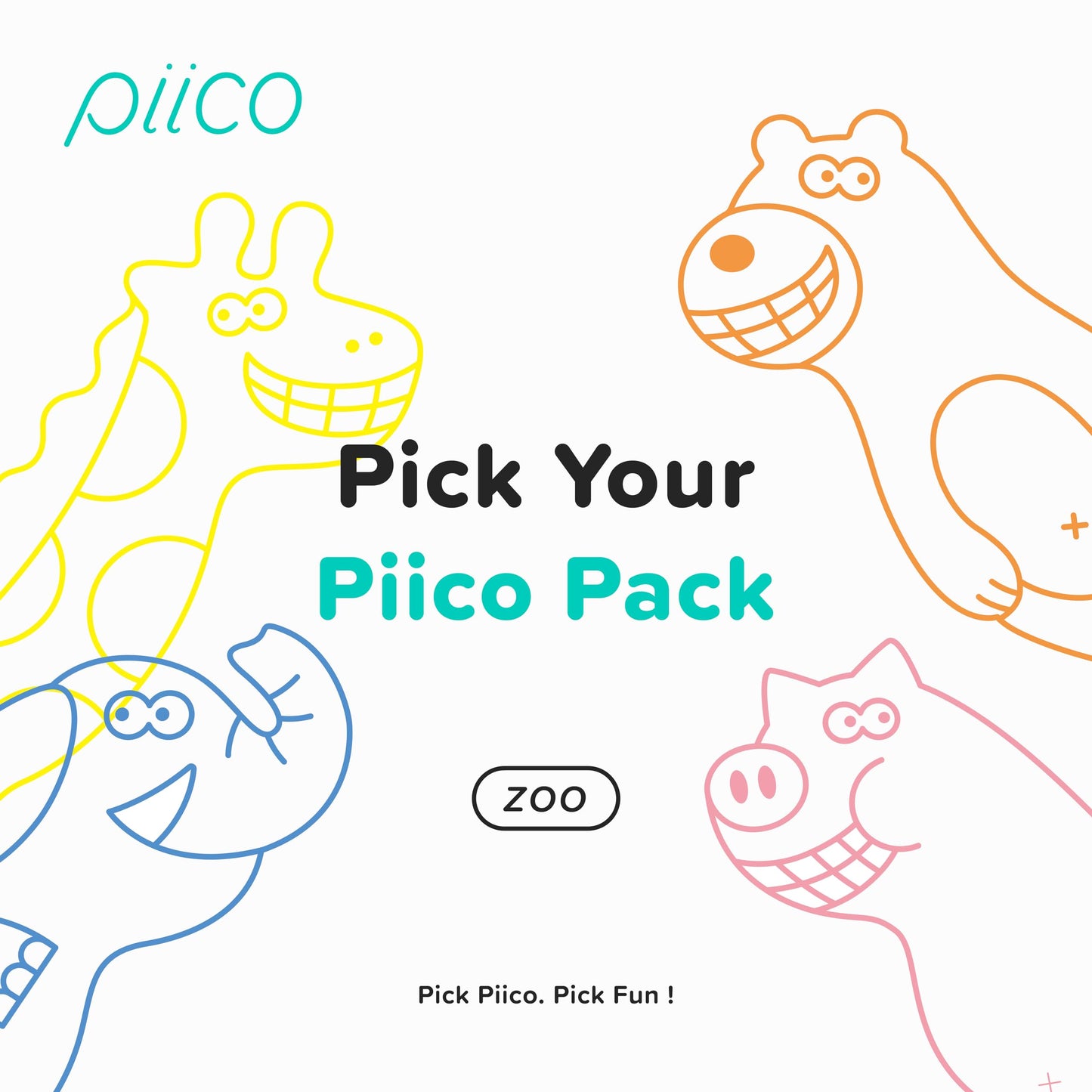 Piico Unflavored Kids Floss Picks – No Fluoride, Dual Line, 150 in Zoo Travel Case