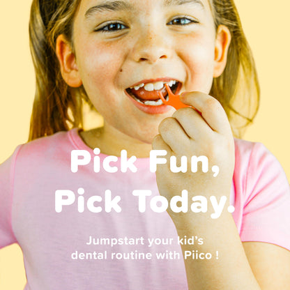 Piico Unflavored Kids Floss Picks – 80 Count Zoo Dual-Line Fluoride-Free