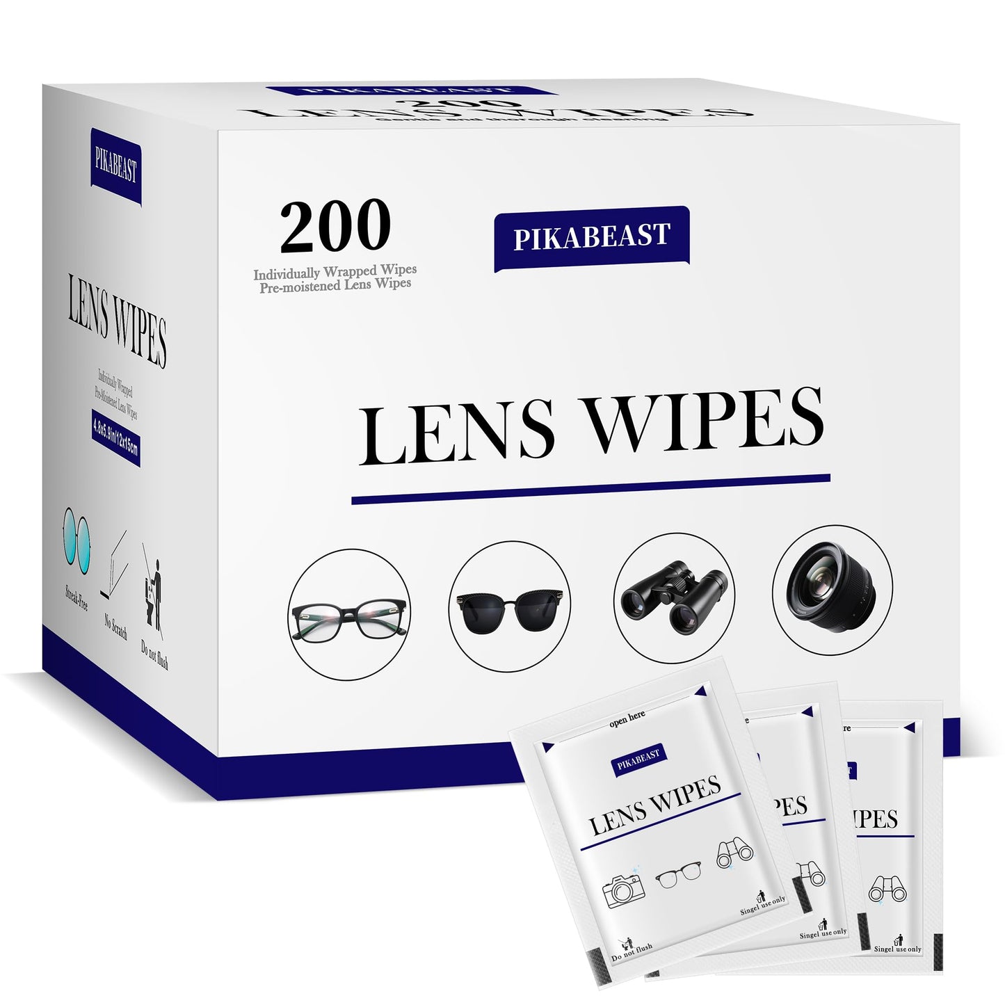 Pikabeast 200 Count Lens Wipes – Eyeglasses, Cameras & Screens Cleaning