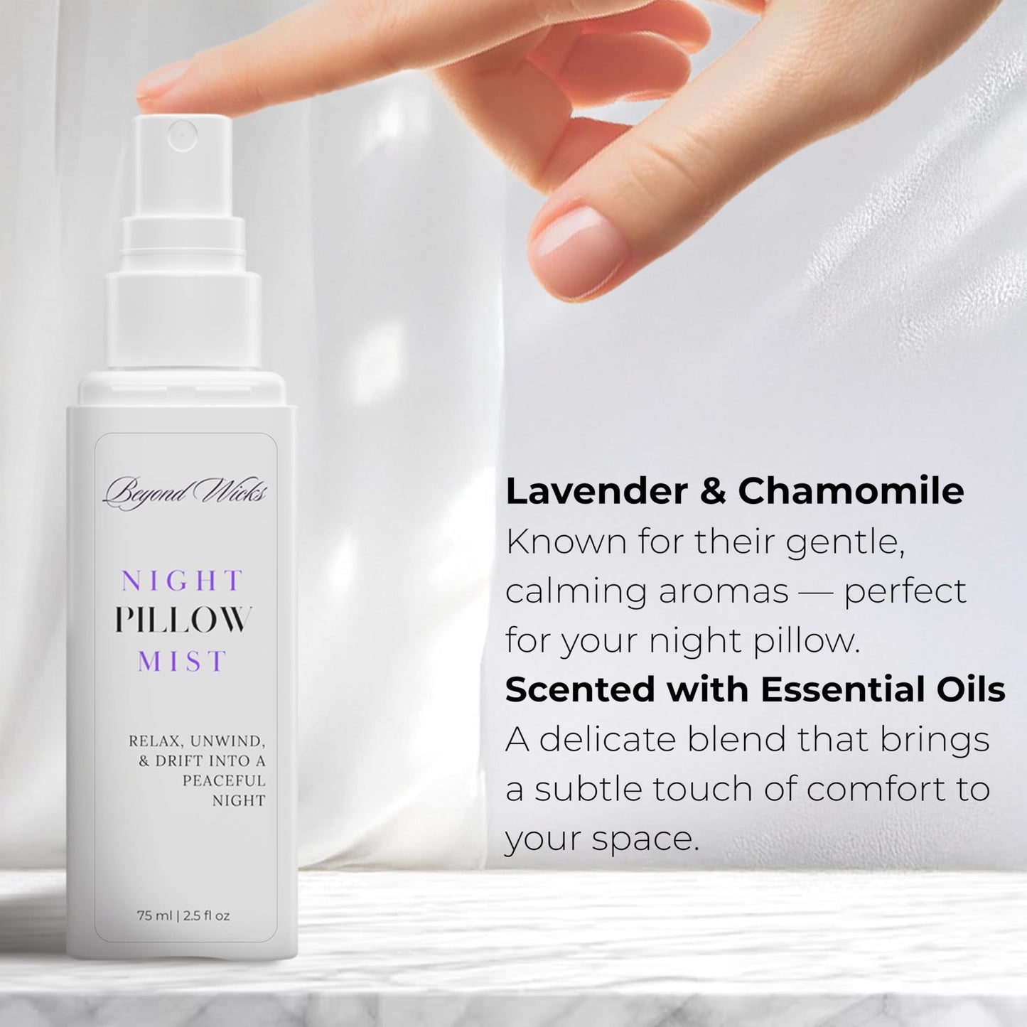 Lavender Chamomile Pillow Spray – 75ml Sleep & Linen Mist | Beyond Wicks