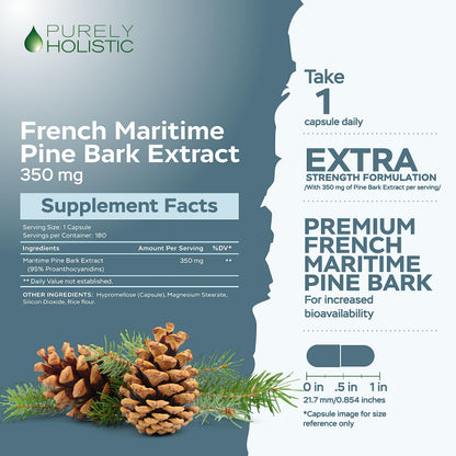 Purely Holistic Pine Bark Extract 350mg – 180 Vegan Capsules