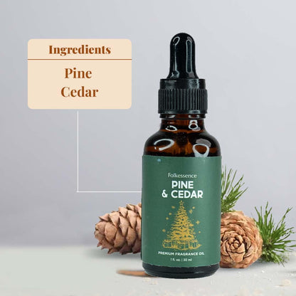 Folkulture Christmas Essential Oil for Diffuser | Pine & Cedarwood Fragrance Oil – 1.01 Fl Oz with Dropper | Aromatherapy Oils, Diffuser Oil Blends | Gift for Women