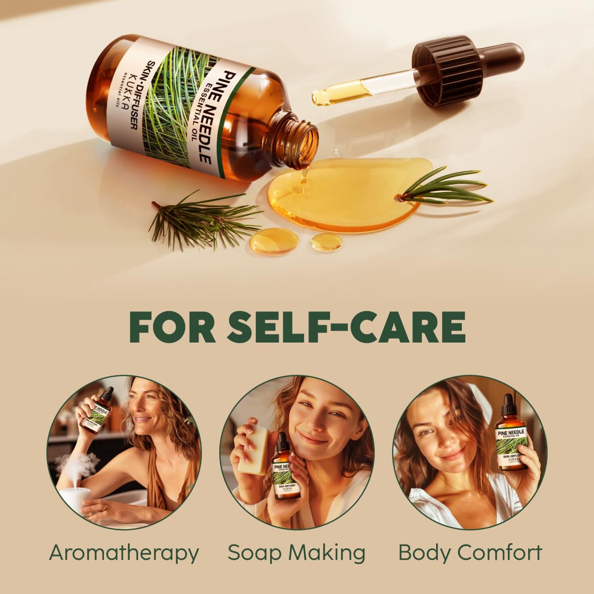 Kukka Pine Essential Oil for Diffuser - 4 Fl Oz - Pine Needle Oil, Woody Scent