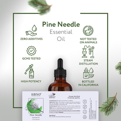HBNO California Pine Needle Essential Oil 4 oz (120 ml) – Natural, Aromatherapy & DIY