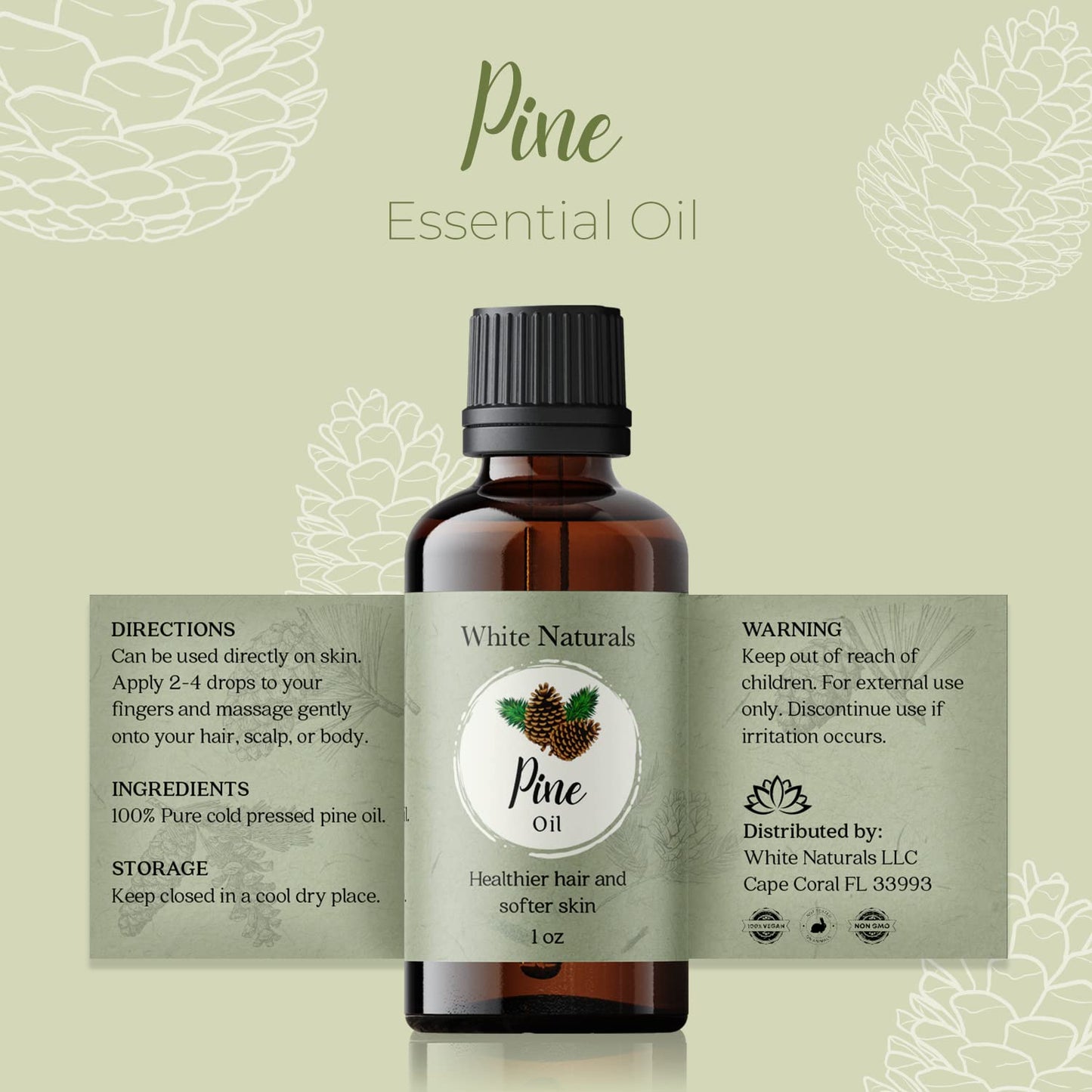 Pure Pine Essential Oil 1 oz – Premium Therapeutic Grade, Woodsy Fresh for Aromatherapy