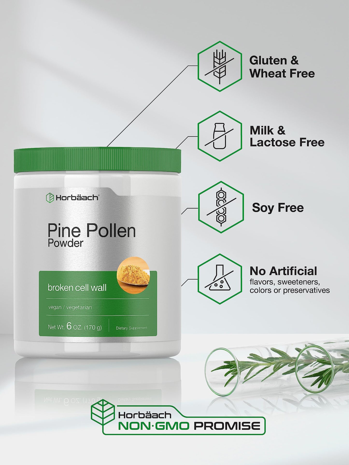 Horbäach Pine Pollen Powder - 6 oz | Nature's Superfood | Non-GMO, Vegetarian, Gluten Free
