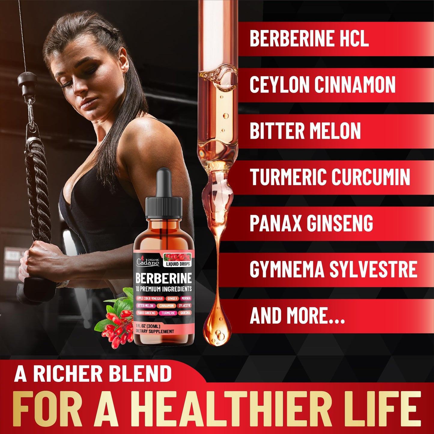10in1 Berberine Liquid Drops – Heart Health Support | 1 oz, 1 Month