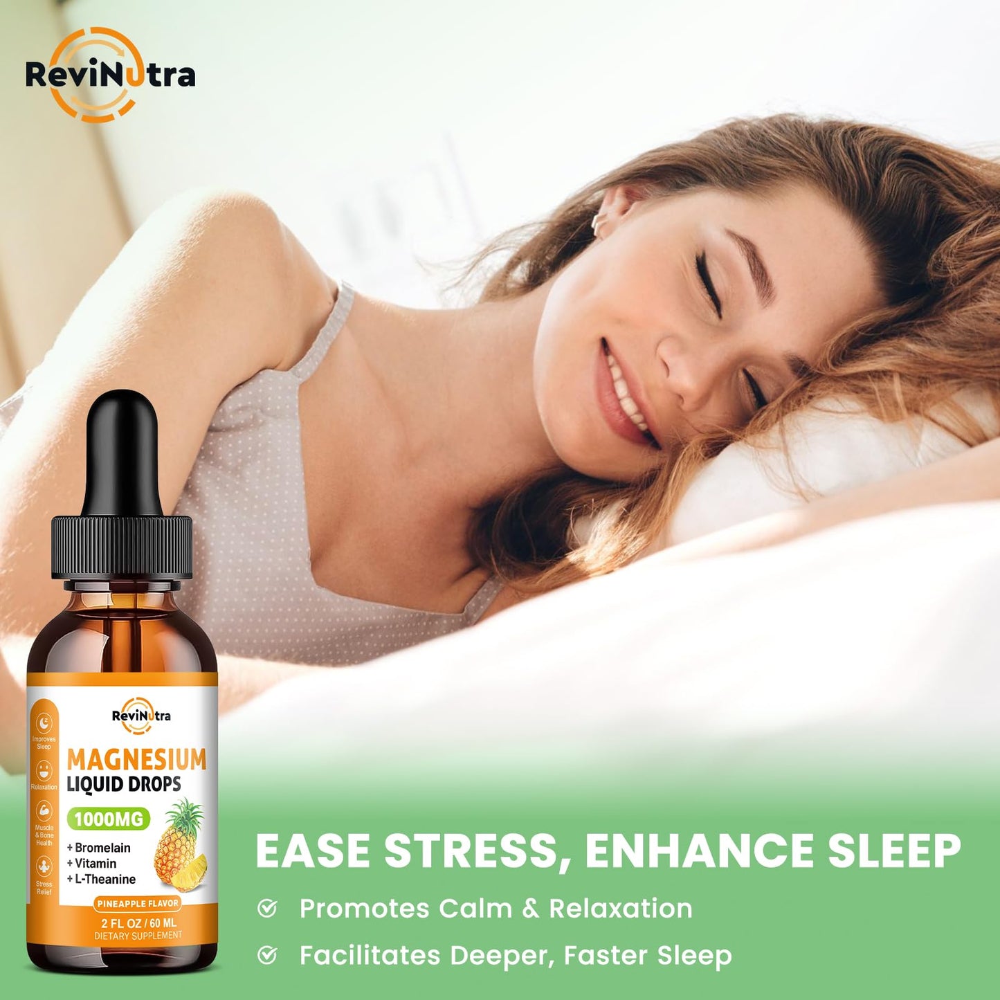 Magnesium Glycinate Liquid Drops 1000mg | Sleep, Calm & Digestion | Pineapple Flavor