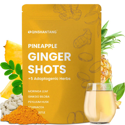 Pineapple Ginger Shots with Ginger & Turmeric – Digestive Health, Antioxidant Support | Gluten Free, Non-GMO (6.35 oz)