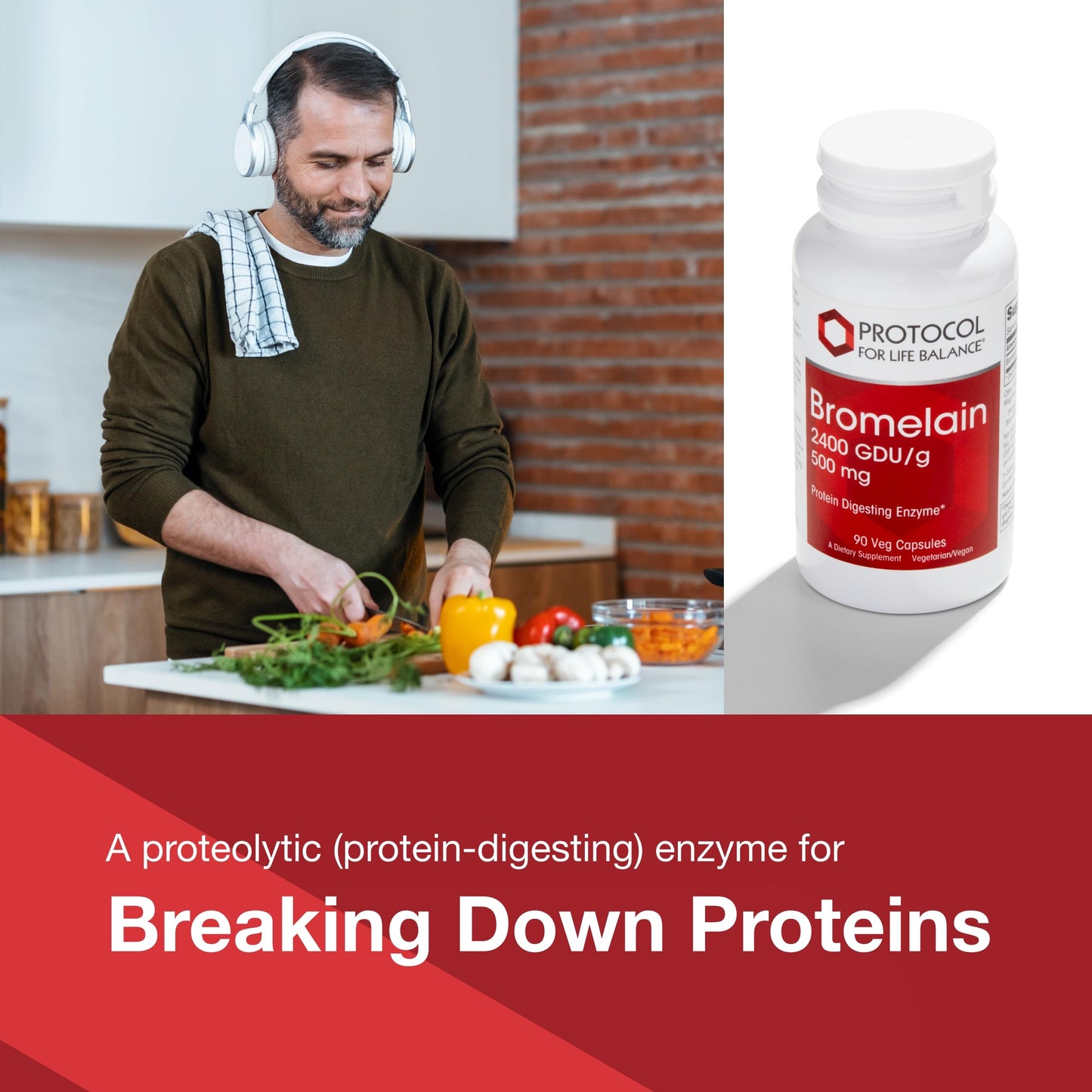 Protocol Bromelain 500mg Capsules – Protein Digestive Enzyme for Healthy Digestion – Vegan & Kosher | 90 Veg Capsules