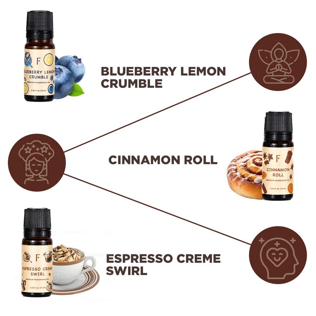 Folkulture Christmas Essential Oils for Home | Set of 6 (0.34 fl oz x 6) Bakery Essential-Oil for Diffuser, Relaxation | Strawberry, Vanilla Essential Oil for Aromatherapy | Christmas Gifts for Women