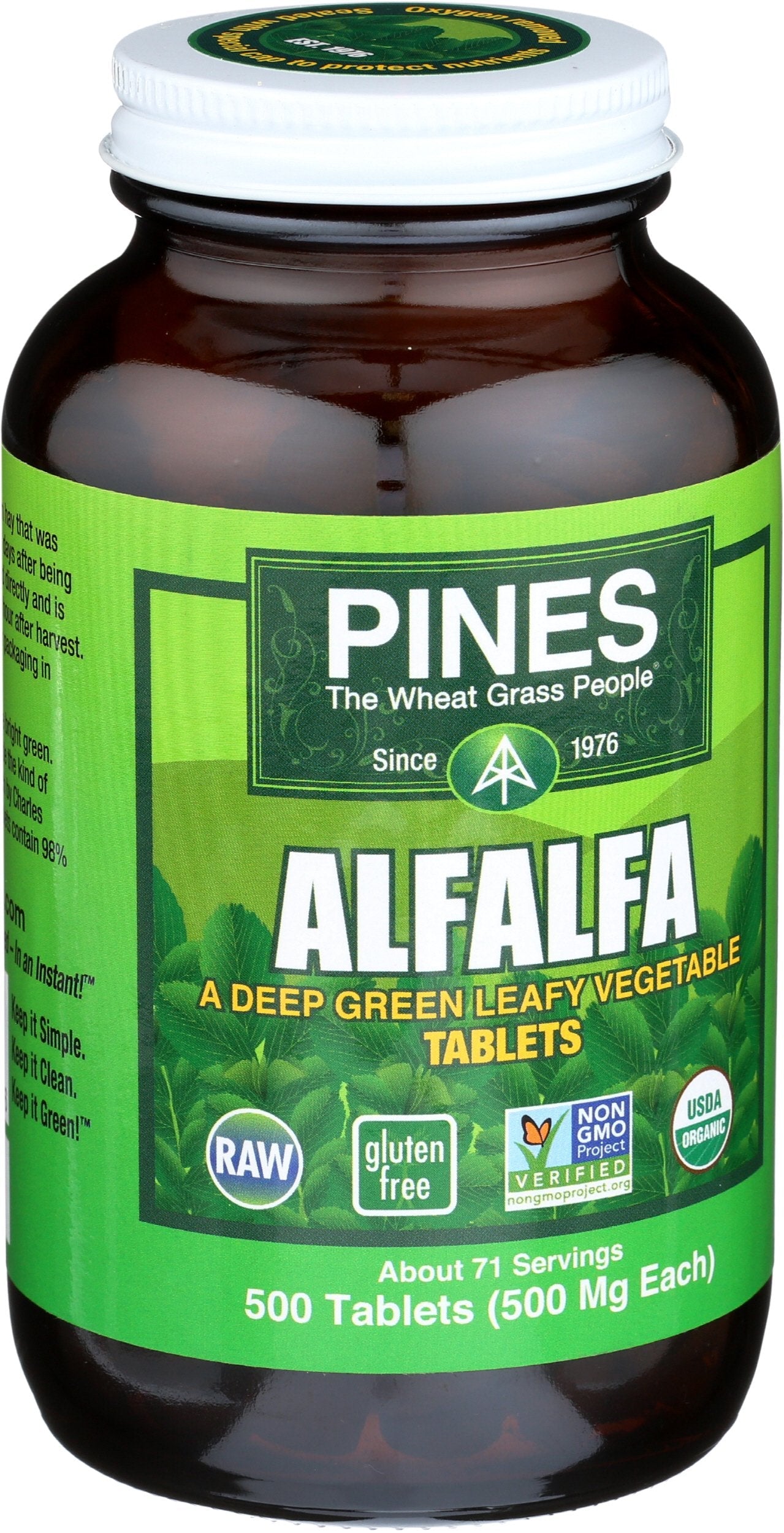 PINES Organic Alfalfa – 500 Count Tablets | Non-GMO, USDA Organic