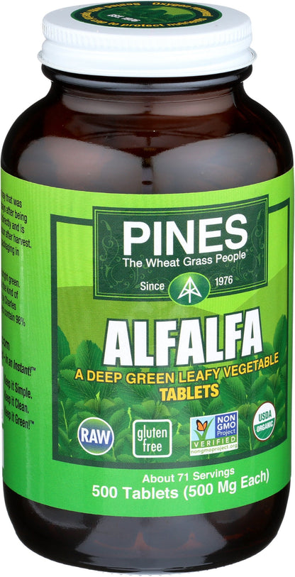 PINES Organic Alfalfa – 500 Count Tablets | Non-GMO, USDA Organic