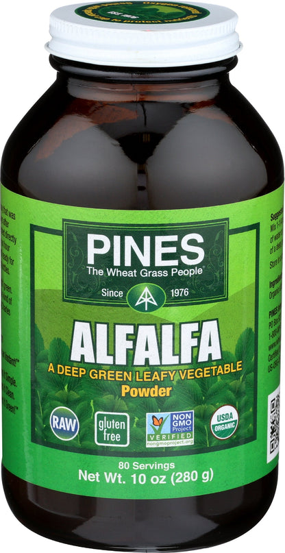 Pines Organic Alfalfa Powder, 10 oz | Alkalizing Nutrition