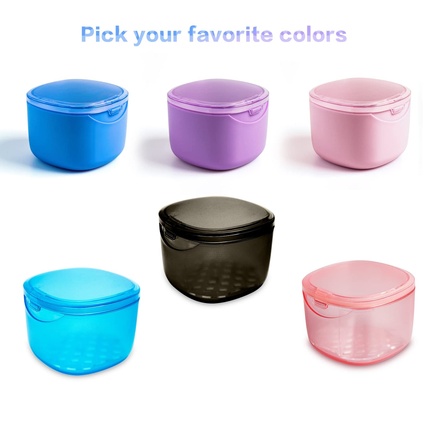 Denture Bath Case – Pink Retainer Cleaning Box | No-Leak Denture Case