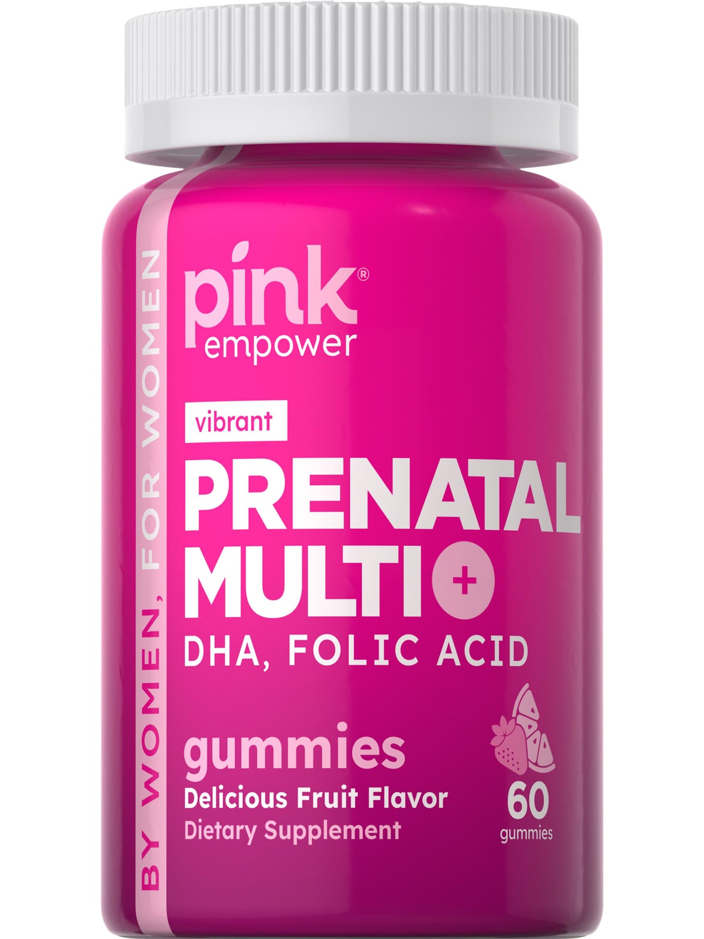 PINK Prenatal Vitamins – 60 Gummies with DHA, Folic Acid | Non-GMO & Gluten Free | Fruit Flavor