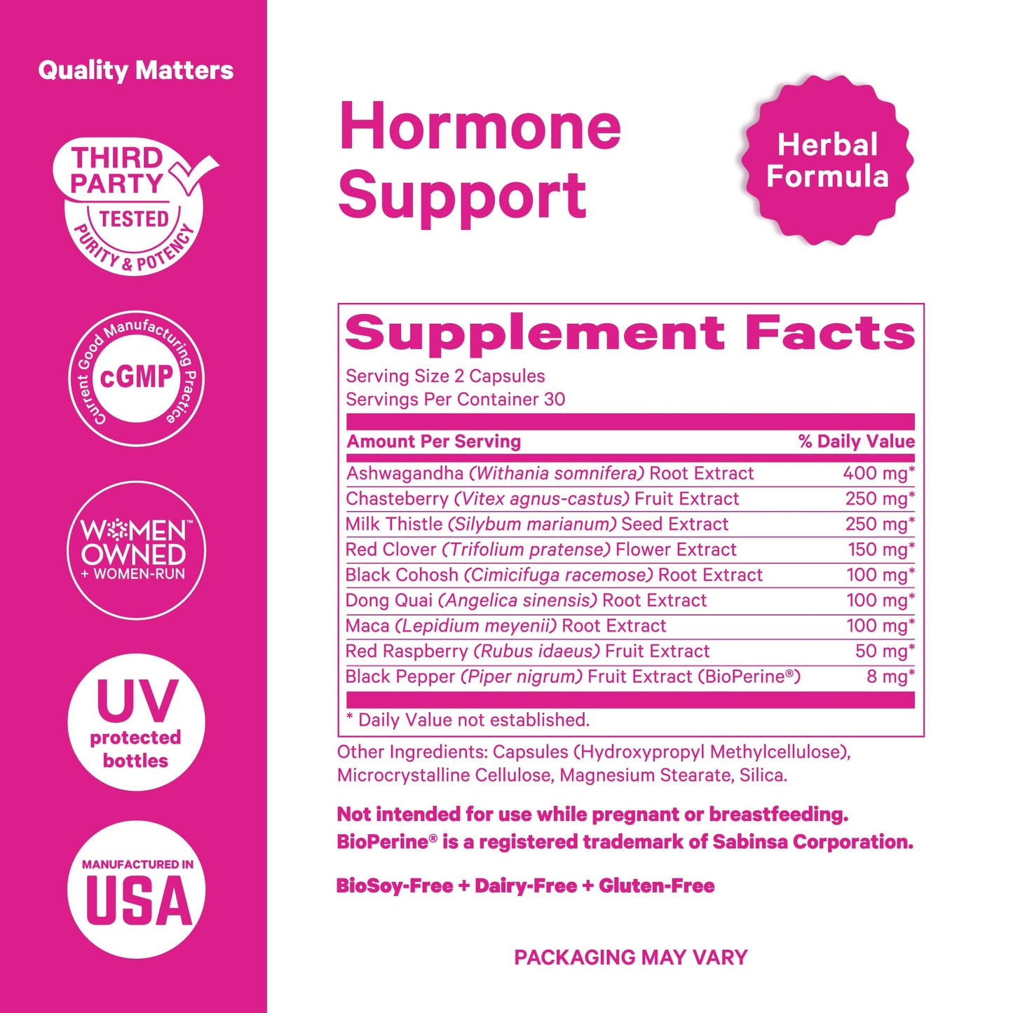 Pink Stork Ashwagandha, Maca Root & Black Cohosh — Perimenopause Hormone Balance Supplement for Women | 60 Capsules
