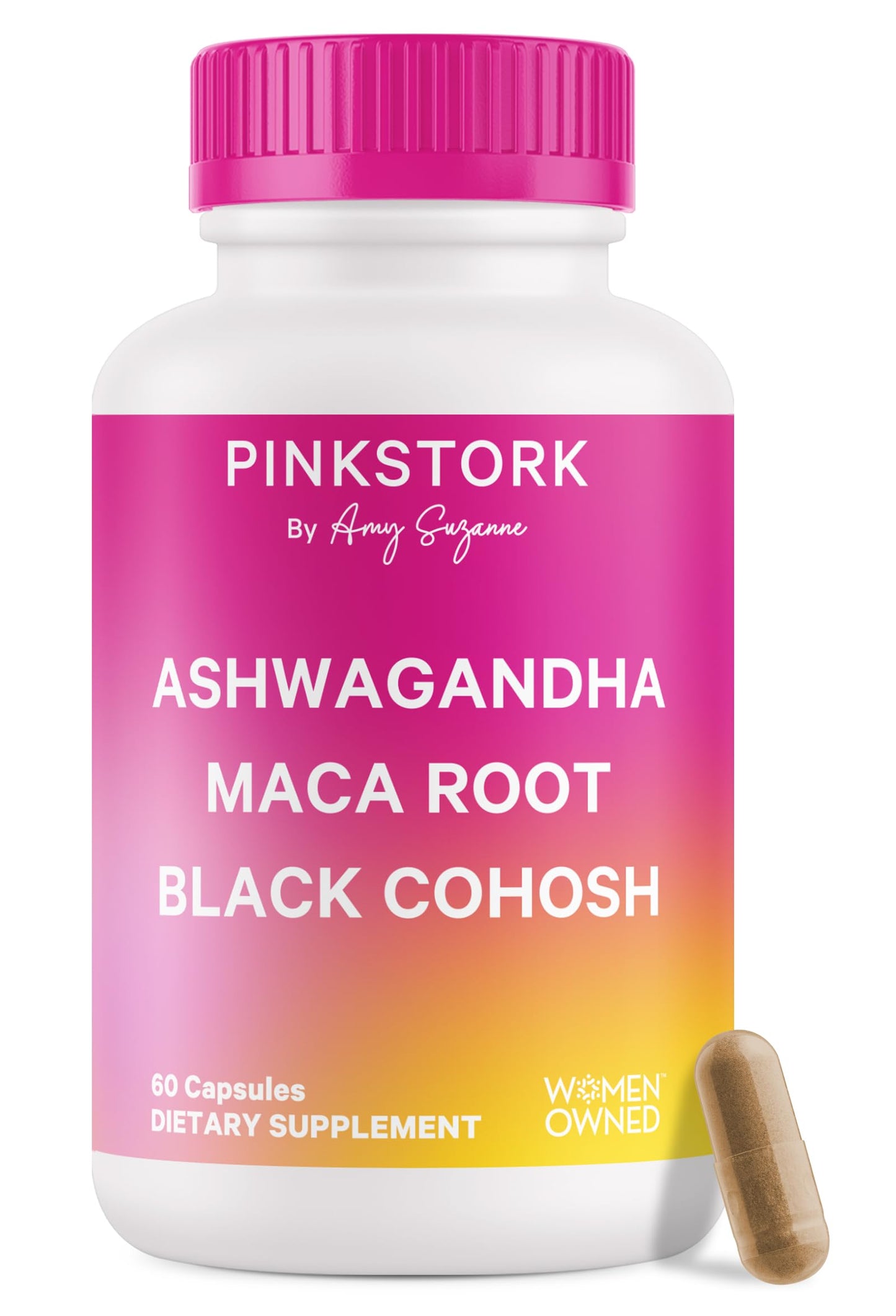 Pink Stork Ashwagandha, Maca Root & Black Cohosh — Perimenopause Hormone Balance Supplement for Women | 60 Capsules
